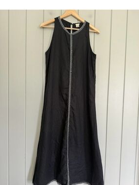 Magaschoni Black Midi Dress with White Contrast Trim